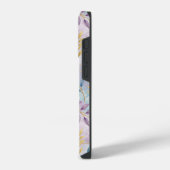 Elegant Gold Botanical Marble Mongram iPhone Hülle (Linke Seite)