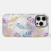 Elegant Gold Botanical Marble Mongram iPhone Hülle (Rückseite (Horizontal))