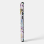 Elegant Gold Botanical Marble Mongram iPhone Hülle (Linke Seite)