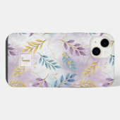 Elegant Gold Botanical Marble Mongram iPhone Hülle (Rückseite (Horizontal))