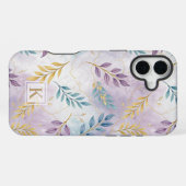 Elegant Gold Botanical Marble Mongram iPhone Hülle (Rückseite (Horizontal))