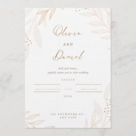 Elegant Gold Botanical Wedding Invitation | Editab Einladung