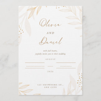 Elegant Gold Botanical Wedding Invitation | Editab Einladung