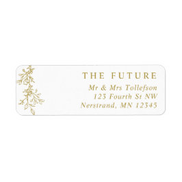 Elegant Gold Botanical Wedding Return Address