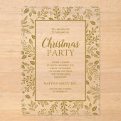 Elegant Gold Botanicals Christmas Party Acryleinladungen (Vorderseite)