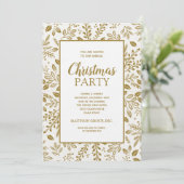 Elegant Gold Botanicals Christmas Party Einladung (Stehend Vorderseite)