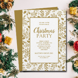 Elegant Gold Botanicals Christmas Party Einladung