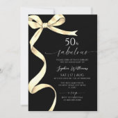 Elegant Gold Bow 50 & fabelhafte Einladung zum Geb (Vorderseite)