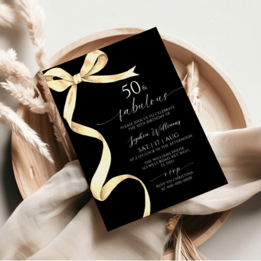 Elegant Gold Bow 50 & fabelhafte Einladung zum Geb