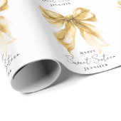 Elegant Gold Bow Coquette Script Sweet 16 Party  Geschenkpapier (Rolleneckpunkt)