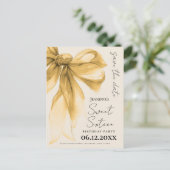 Elegant Gold Bow Coquette Sweet 16 Save the Date  Postkarte (Stehend Vorderseite)