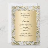 Elegant Gold Bow Diamond 100 Jahre Einladung (Rückseite)