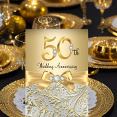 Elegant Gold Bow Diamond 50 Jahre Einladung