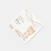 Elegant Gold Bow Pearls and Prosecco Bridal Shower Serviette (Ecke)