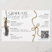 Elegant Gold Bow Tassel Graduation Dinner Party Flyer (Vorne)
