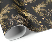Elegant Gold Branch Pattern Happy New Year Geschenkpapier (Rolleneckpunkt)