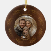 Elegant Gold Branches Family Photo Christmas Brown Keramik Ornament (Vorne)
