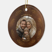 Elegant Gold Branches Family Photo Christmas Brown Keramik Ornament (Links)