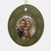 Elegant Gold Branches Family Photo Christmas  Keramik Ornament (Links)