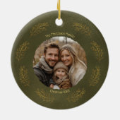 Elegant Gold Branches Family Photo Christmas Keramik Ornament (Hinten)