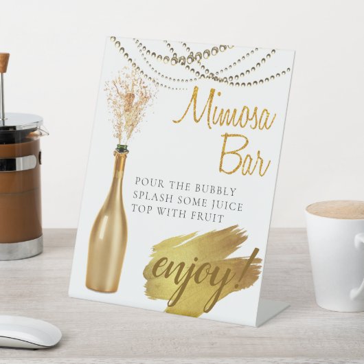 Elegant Gold Bridal Brunch Mimosa Bar Sockelschild (In SItu)