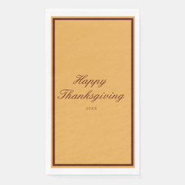 Elegant Gold Brown Happy Thanksgiving Serviette