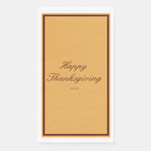 Elegant Gold Brown Happy Thanksgiving Serviette (Vorderseite)