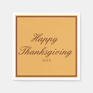 Elegant Gold Brown Happy Thanksgiving Serviette