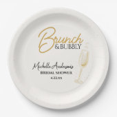 Elegant Gold Brunch & Bubbly Bridal Shower Pappteller (Vorderseite)