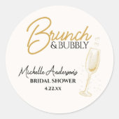 Elegant Gold Brunch & Bubbly Bridal Shower Runder Aufkleber (Vorderseite)
