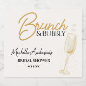 Elegant Gold Brunch & Bubbly Bridal Shower Schaumweinetikett (Einzelnes Label)