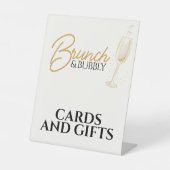 Elegant Gold Brunch & Bubbly Bridal Shower Sign Sockelschild (Vorderseite)