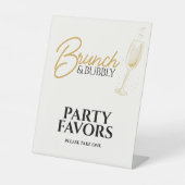 Elegant Gold Brunch & Bubbly Bridal Shower Sign Sockelschild (Vorderseite)