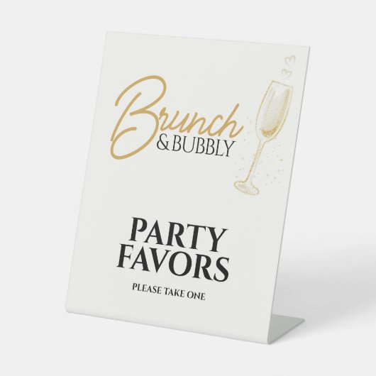 Elegant Gold Brunch & Bubbly Bridal Shower Sign Sockelschild (Vorderseite)