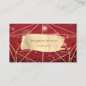 Elegant Gold Brush Stroke Geometric Red Bokeh Visitenkarte (Vorderseite)
