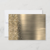 Elegant Gold Brushed Metal Glitter Script Wedding RSVP Karte (Rückseite)