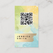 Elegant Gold Brushed | QR-Code | Aquarell Visitenkarte (Vorderseite)
