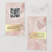 Elegant Gold Brushed | QR-Prüfung | Rosa Marmor Visitenkarte (Vorne/Hinten)