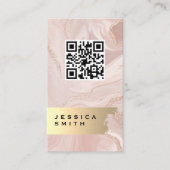 Elegant Gold Brushed | QR-Prüfung | Rosa Marmor Visitenkarte (Vorderseite)