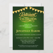 Elegant Gold Bunting Green Retirement Celebration  Einladung (Vorderseite)