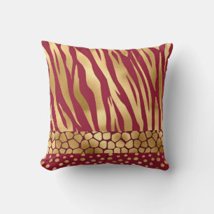 Elegant Gold Burgundy Animal Print Stilvoll Kissen
