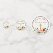 Elegant Gold Burgundy Floral Baby Christening Konfetti (Rückseiten)