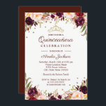 Elegant Gold Burgundy Floral Quinceanera Einladung<br><div class="desc">Hübscher Blumenladen Quinceanera Einladungen im Kleinen Bayleigh Store!</div>
