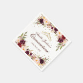 Elegant Gold Burgundy Floral Quinceanera Napkin Serviette (Ecke)