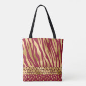Elegant Gold Burgundy Tiger Chic Stilvolle Trendy Tasche (Rückseite)