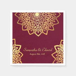 Elegant Gold Burgundy Wedding Serviette