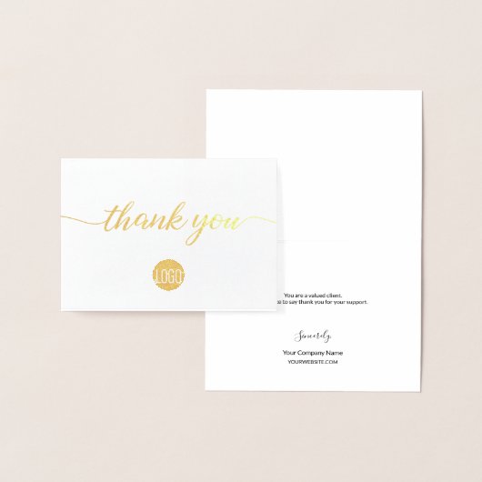 Elegant Gold Business logo small Thank you Folienkarte (Anzeige)