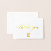 Elegant Gold Business logo small Thank you Folienkarte (Vorderseite mit Umschlag)