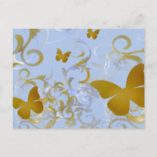 Elegant Gold Butterfets Postkarte