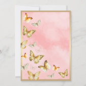 Elegant Gold Butterfly Pink Quinceañera Einladung (Rückseite)